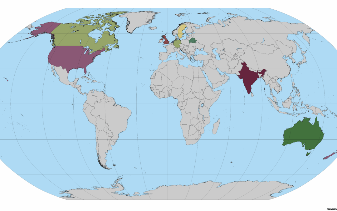 Countries where I have sold books!
